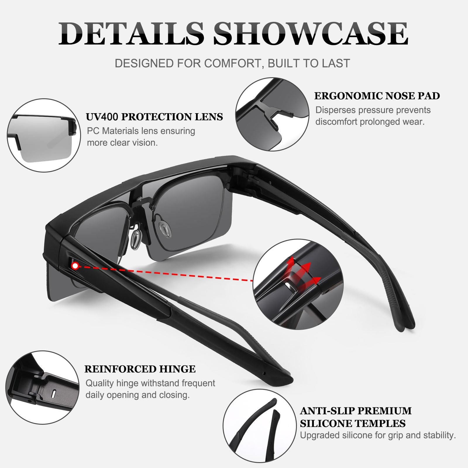 HAOLOTA Cycling Sunglasses Over Glasses for Men Outdoors UV Protection SG0191