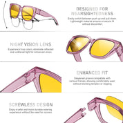 HAOLOTA Polarized Night Vision Driving Glasses for Women Fit over Eyeglasses Anti Glare NV0512