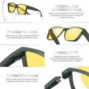 HAOLOTA Night Vision Driving Over Glasses, Nighttime Glasses Men Women Anti Glare NV0174L