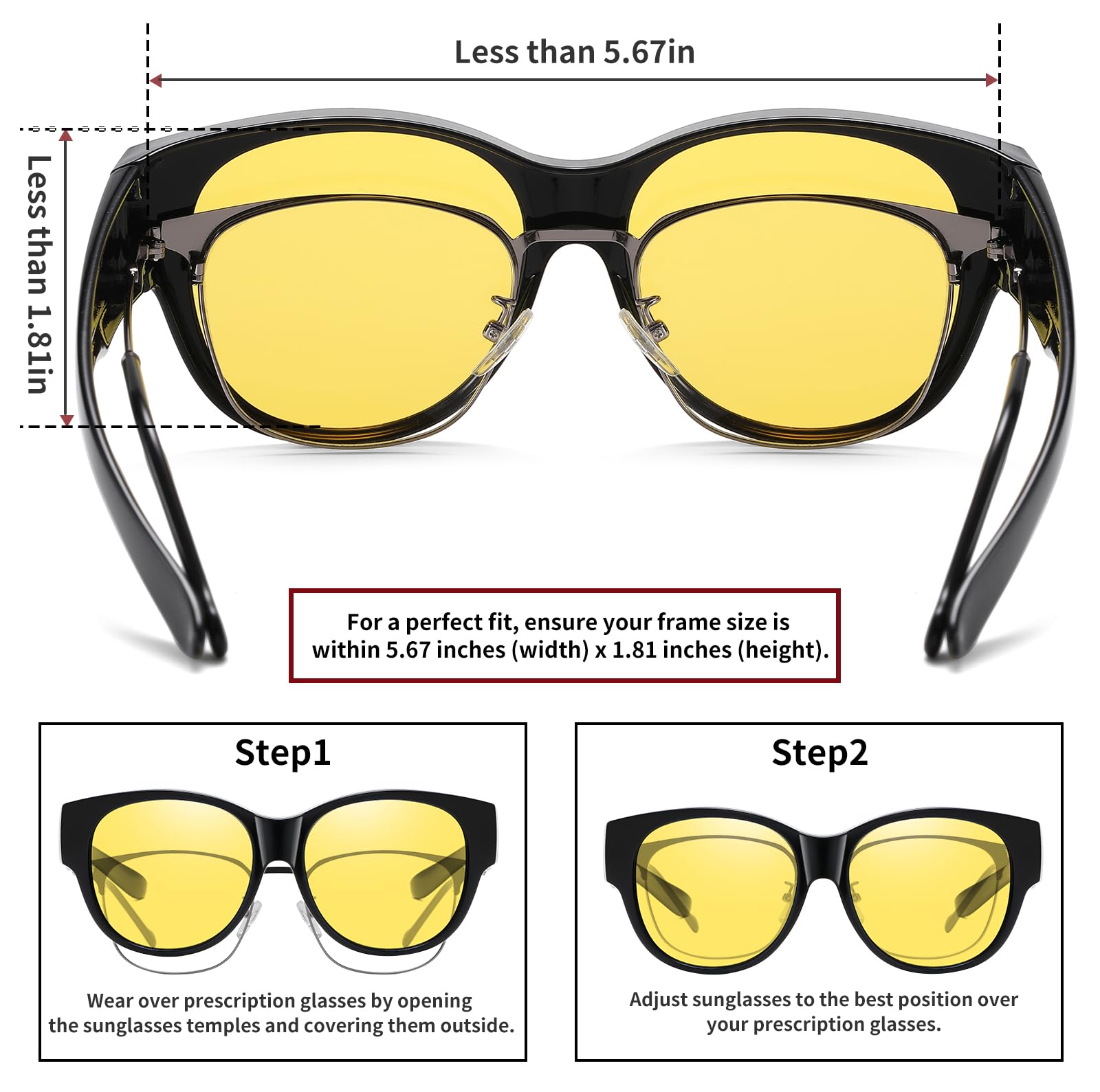 HAOLOTA Polarized Night Vision Driving Glasses Women Fit Over Glasses, Anti Glare NV0179