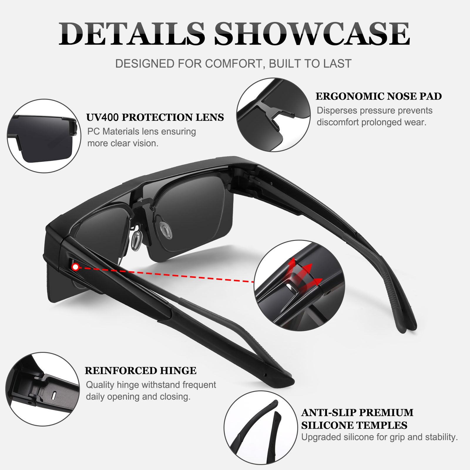 HAOLOTA Cycling Sunglasses Over Glasses for Men Outdoors UV Protection SG0191