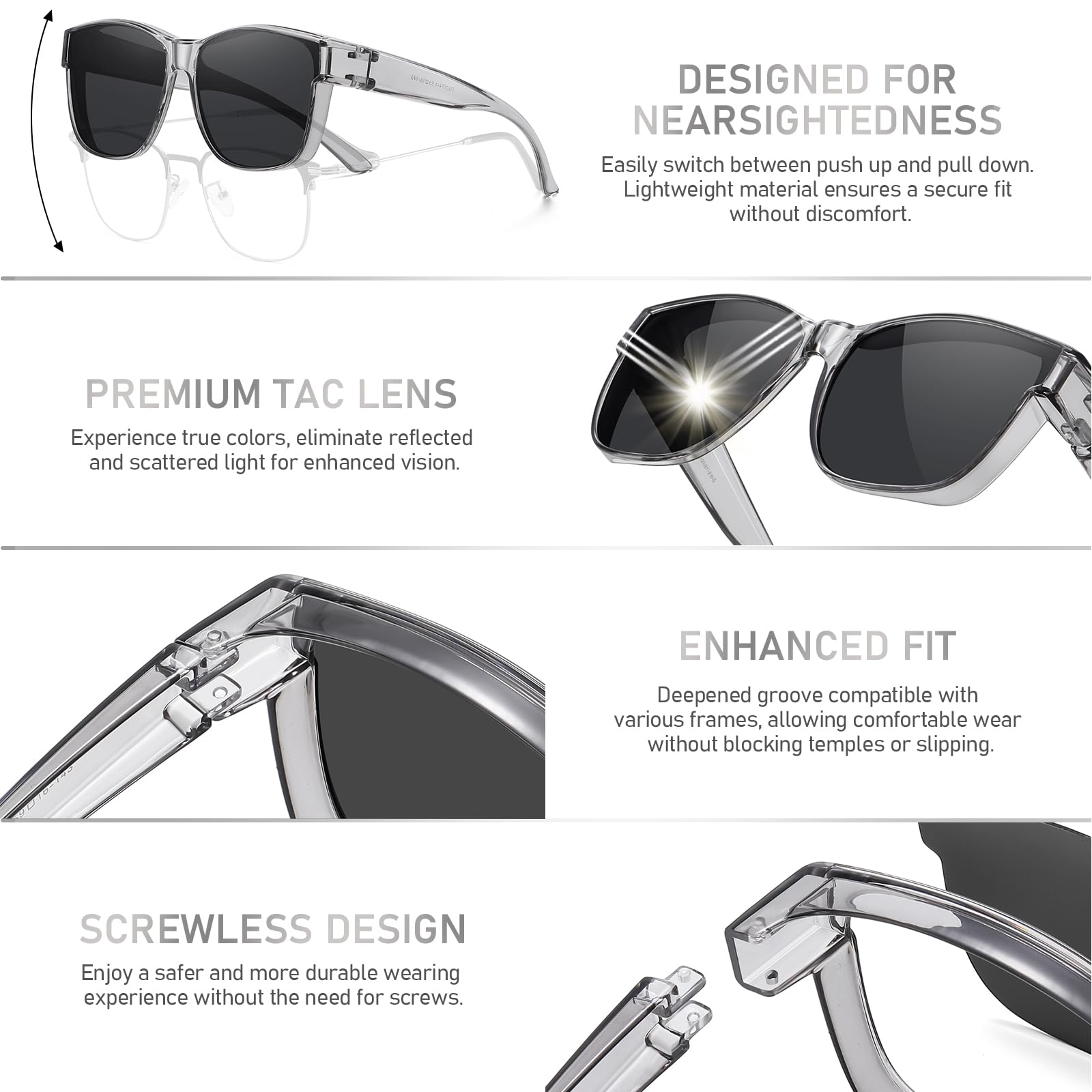 HAOLOTA Fit-Over Sunglasses Polarized for Men Square Shades UV400 Protection SG0174M