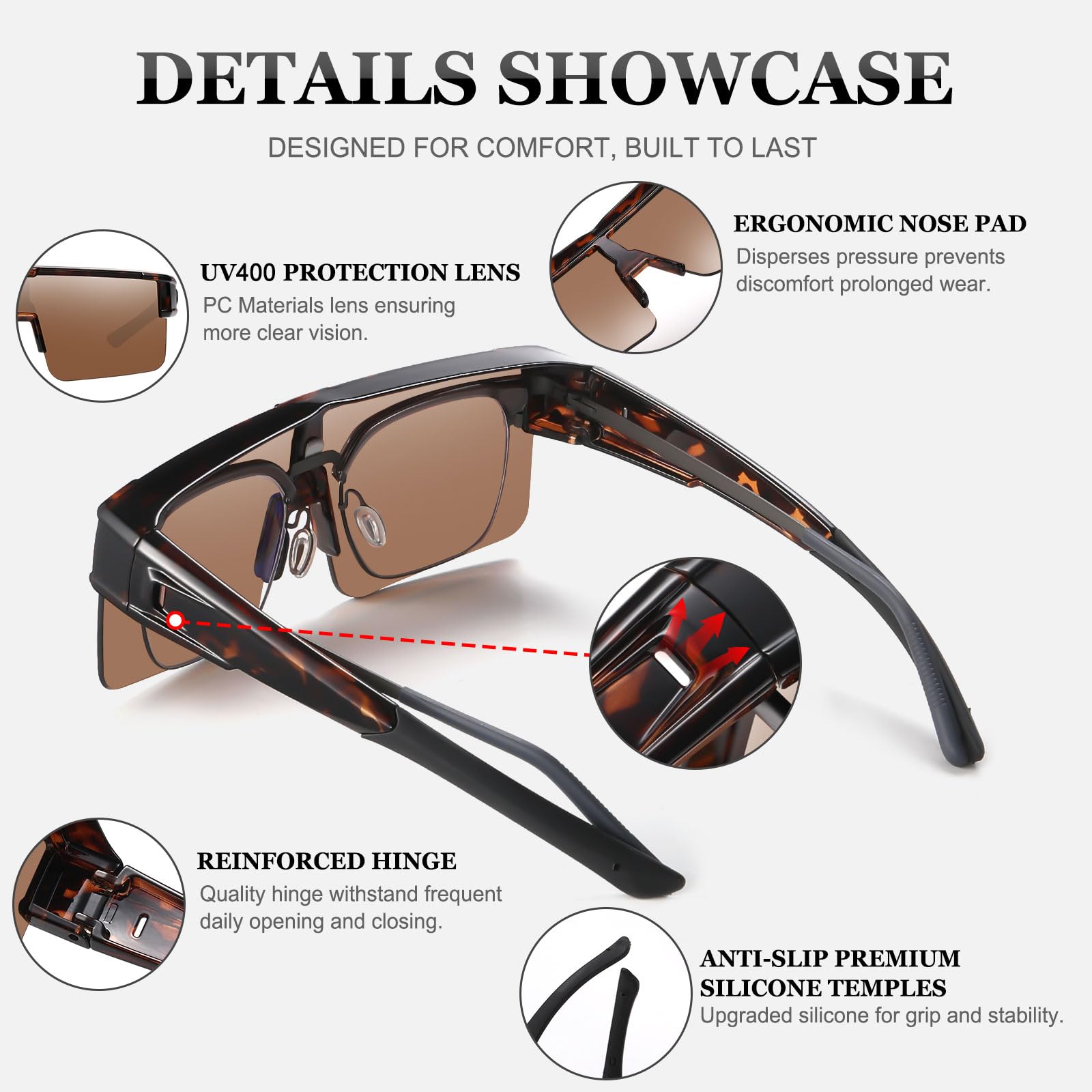 HAOLOTA Cycling Sunglasses Over Glasses for Men Outdoors UV Protection SG0191