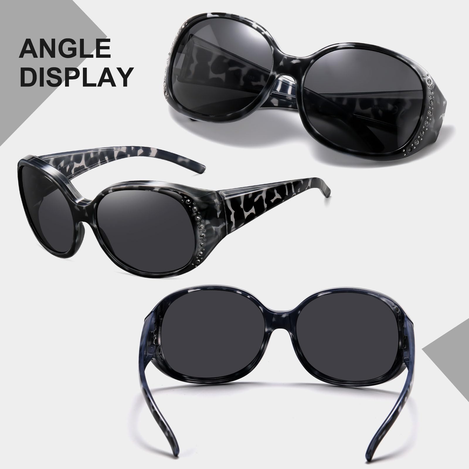 HAOLOTA Women's Polarized Fit Over Sunglasses with Rhinestone SG0108