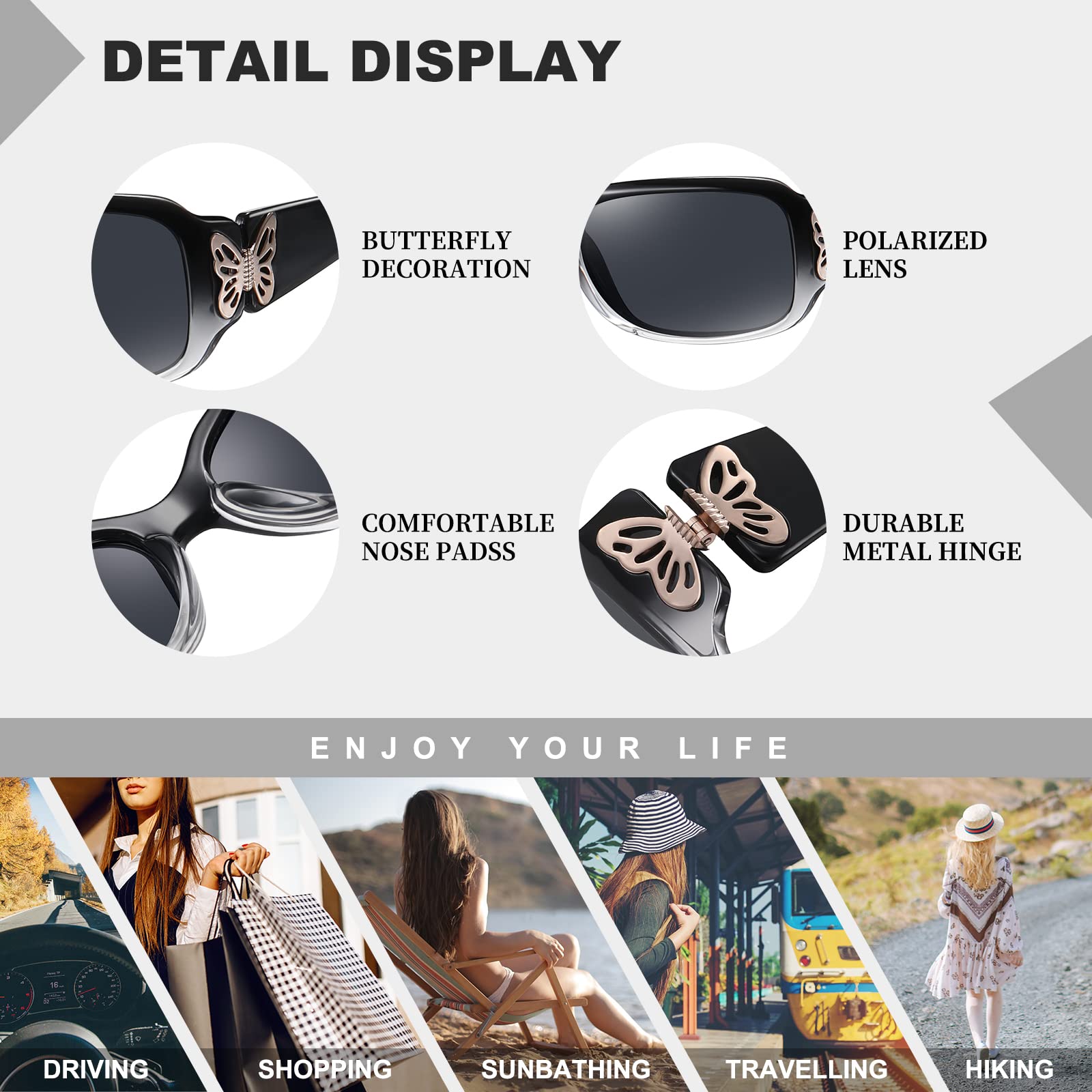 HAOLOTA Women's Polarized Sunglasses - Fashionable Butterfly Design SG0012