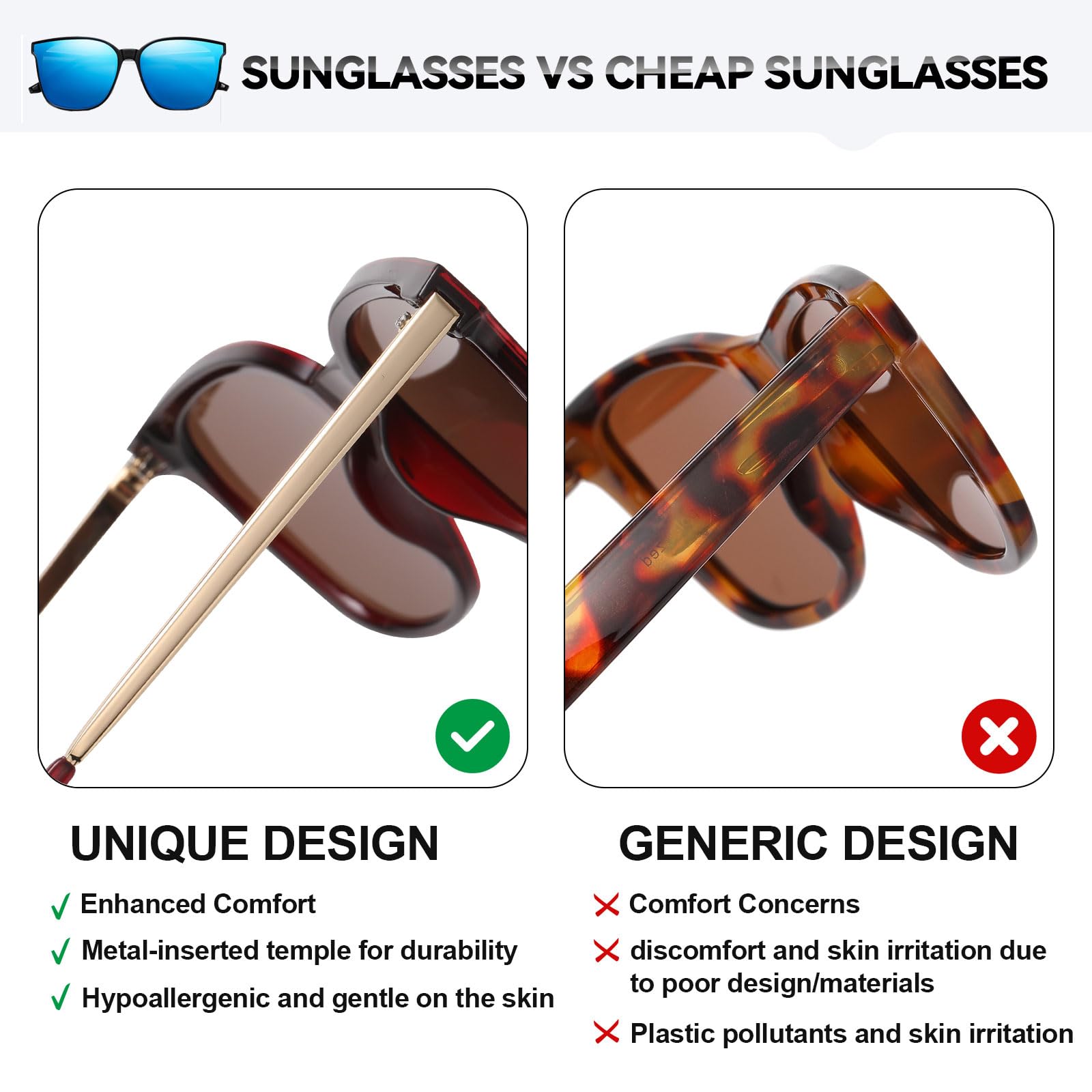 HAOLOTA Women’s Cat Eye Sunglasses Metal Frame with Fashion Shades SG1066