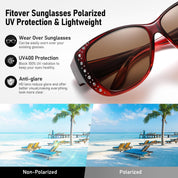 HAOLOTA Women's Polarized Fit Over Sunglasses with RhinestoneUV400 Protection SG0107