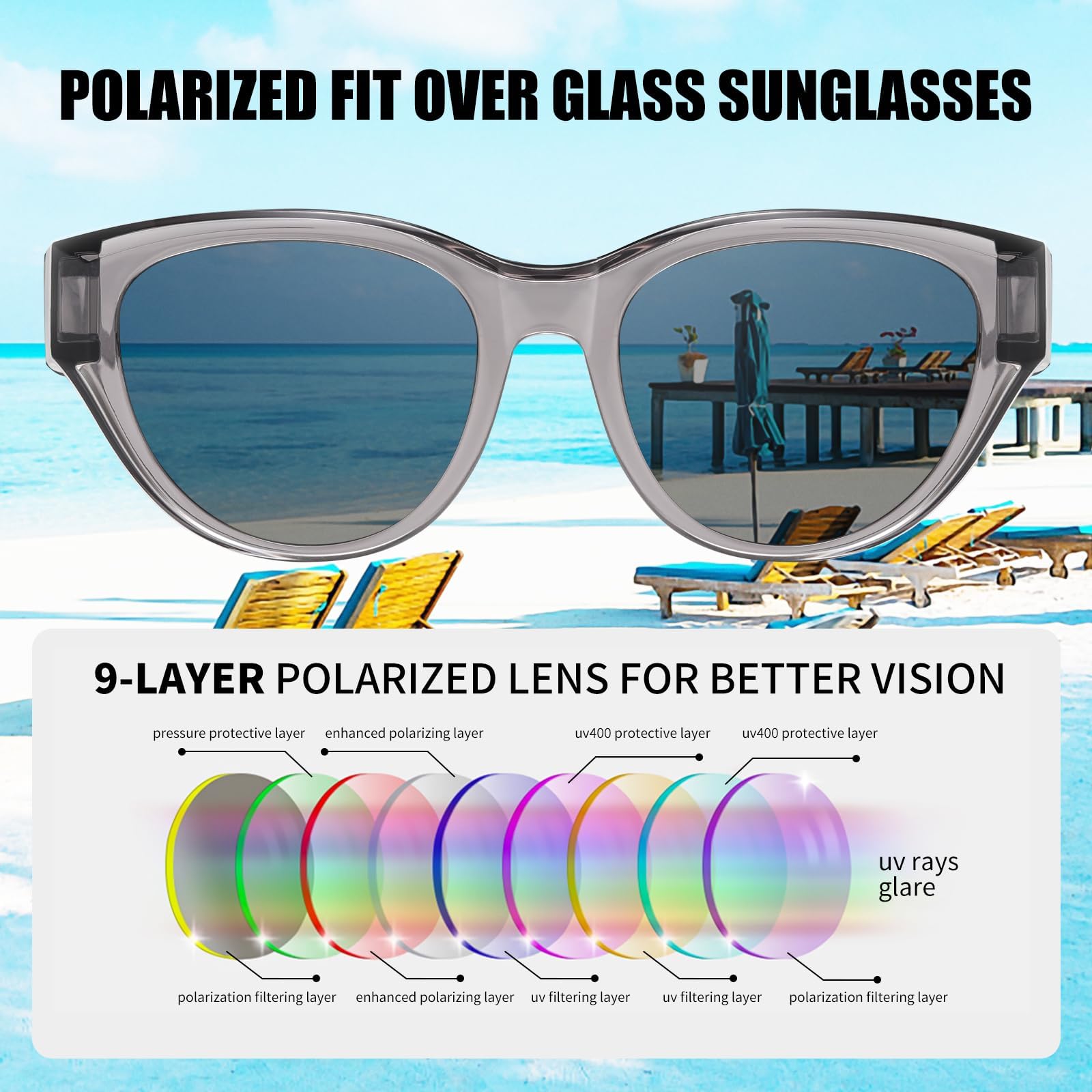 HAOLOTA Polarized Fit Over Sunglasses for Women Cat Eye for Prescription Glasses SG0171