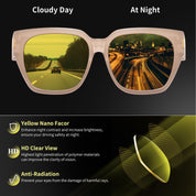 HAOLOTA Polarized Night Vision Driving Glasses for Women Fit over Eyeglasses Anti Glare NV0512