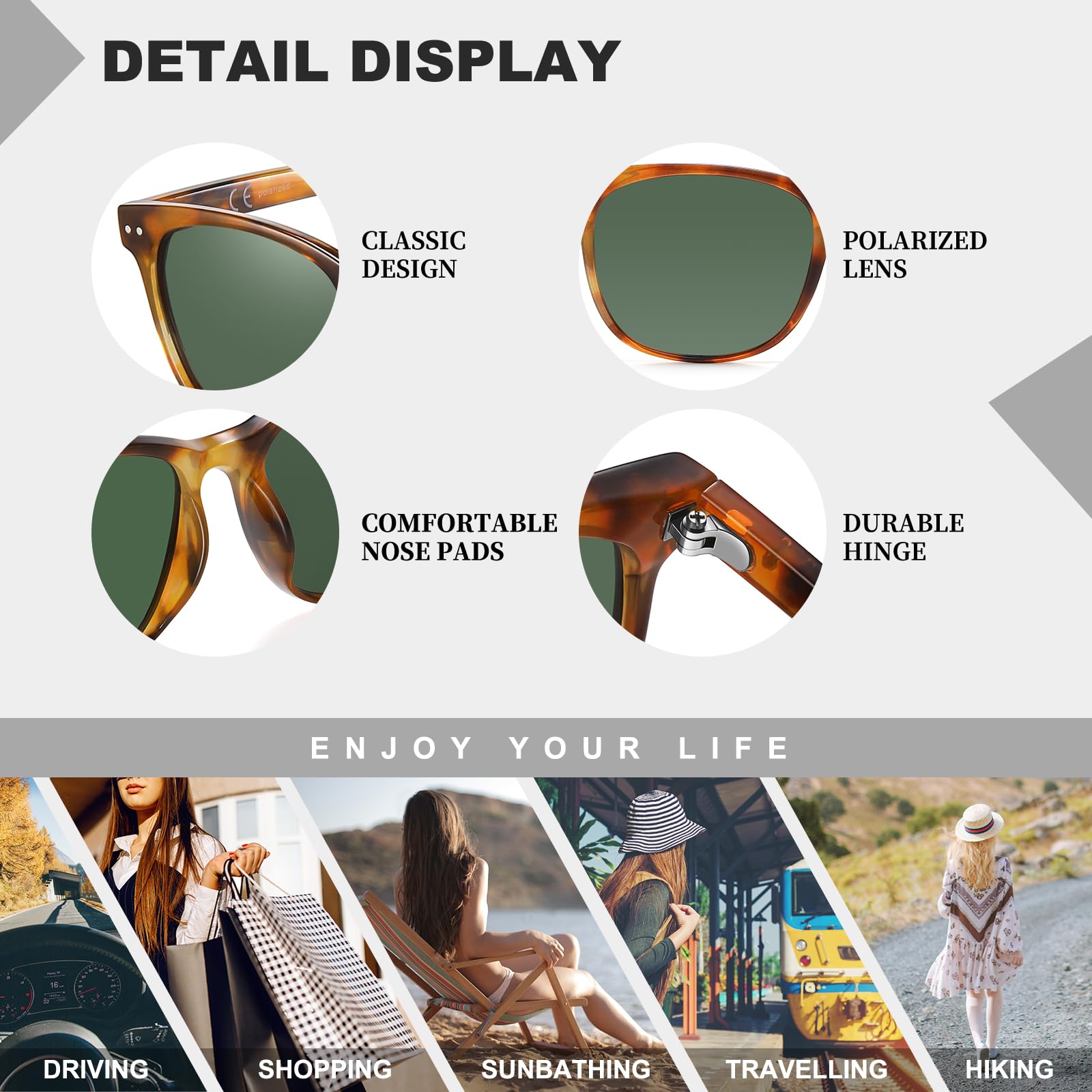 HAOLOTA 2pcs Classic Round Polarized Sunglasses for Women Men Lightweight SG8081-2P