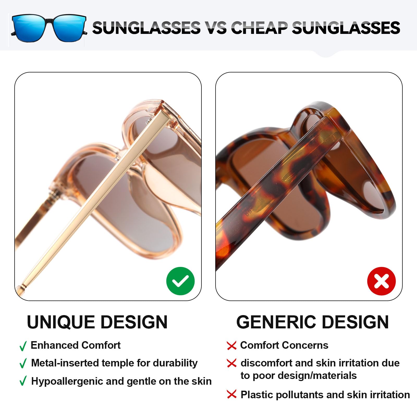 HAOLOTA Women’s Cat Eye Sunglasses Metal Frame with Fashion Shades SG1066