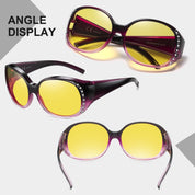 HAOLOTA Polarized Night Vision Driving Glasses Fit Over Glasses for Women, Anti Glare NV0108