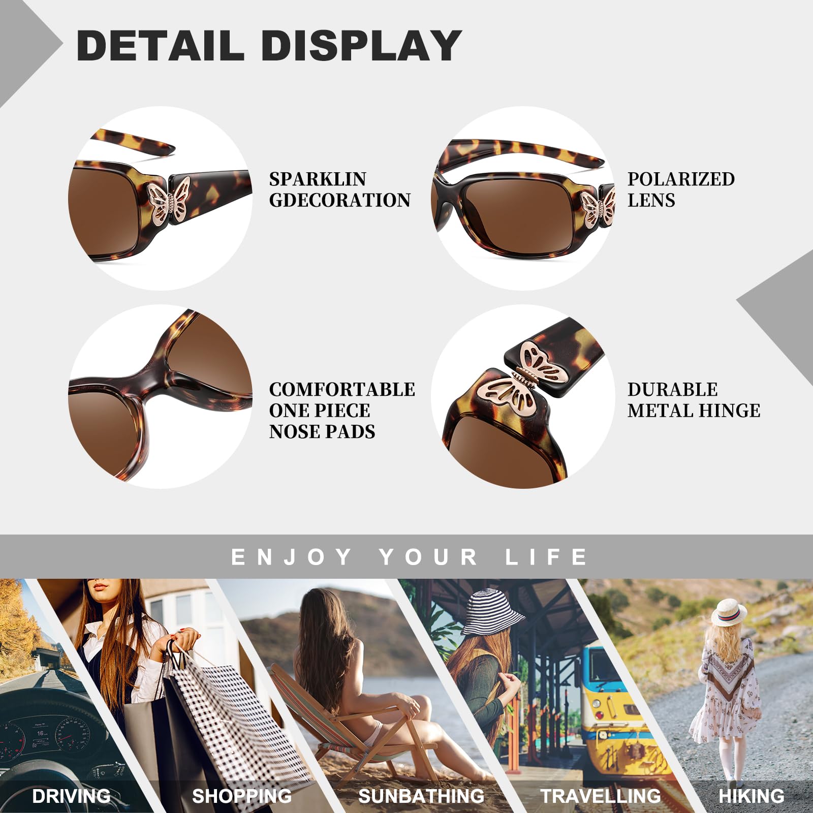 HAOLOTA Women's Polarized Sunglasses - Fashionable Butterfly Design SG0012