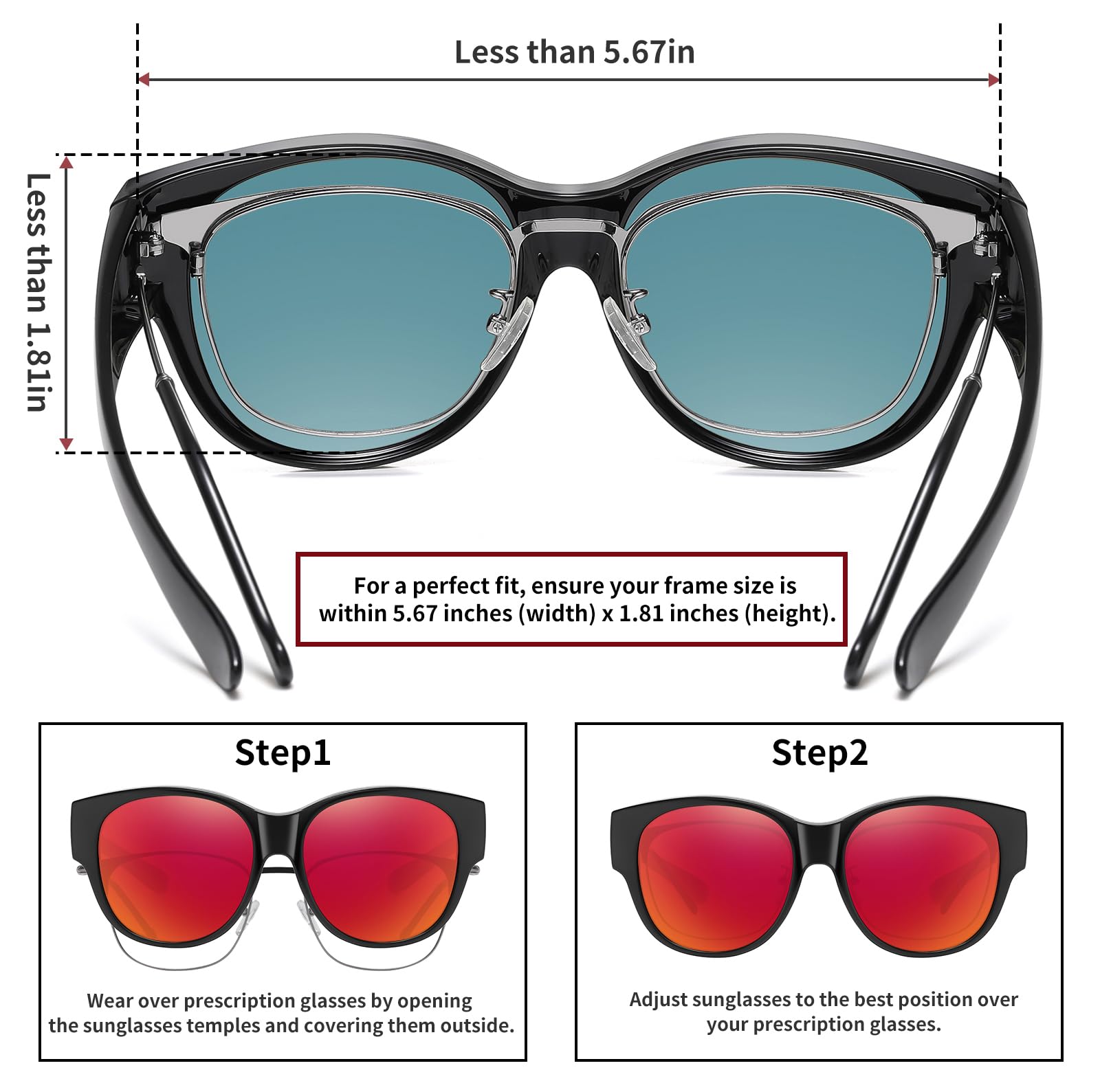 HAOLOTA Cat Eye Sunglasses Over Glasses SG0179