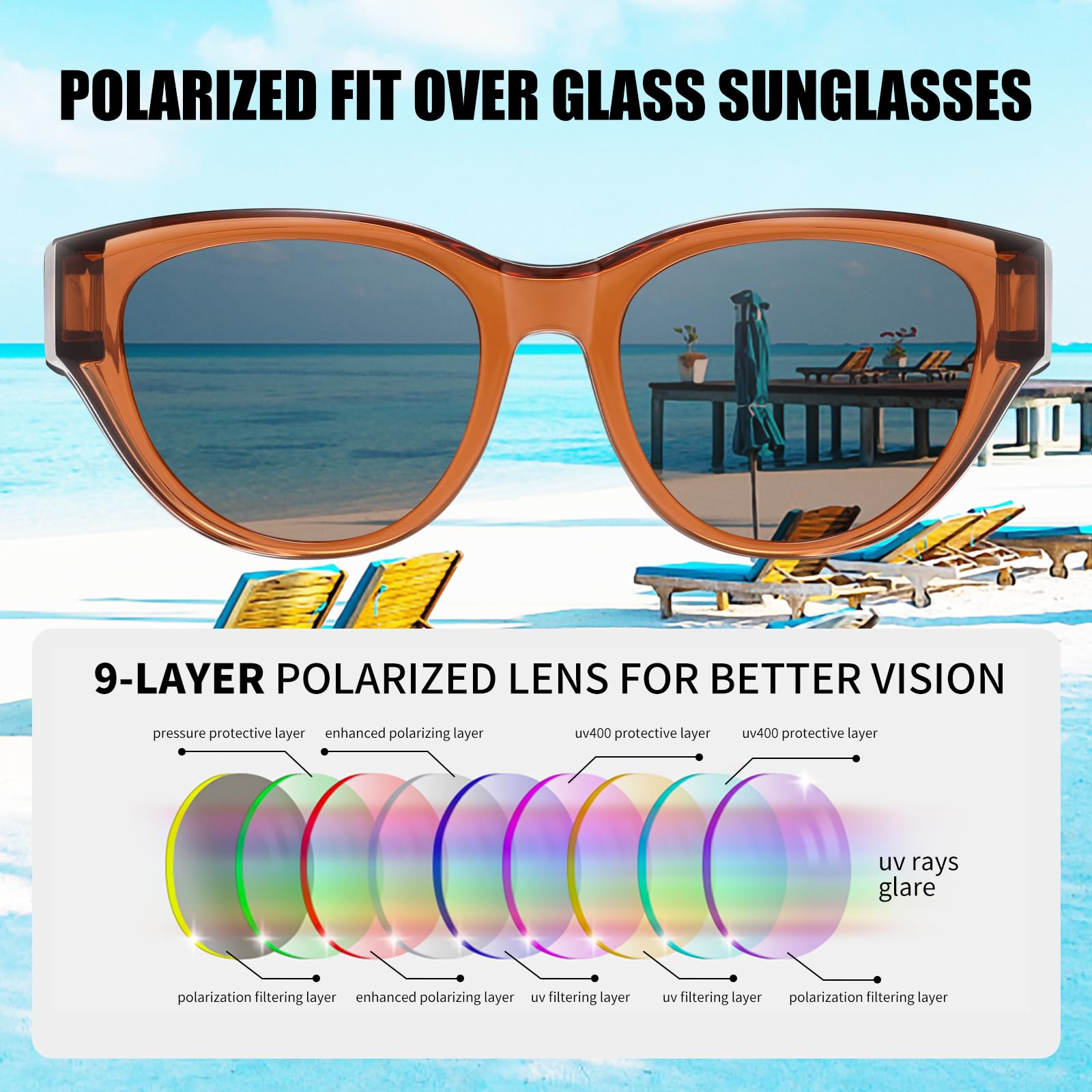 HAOLOTA Polarized Fit Over Sunglasses for Women Cat Eye for Prescription Glasses SG0171