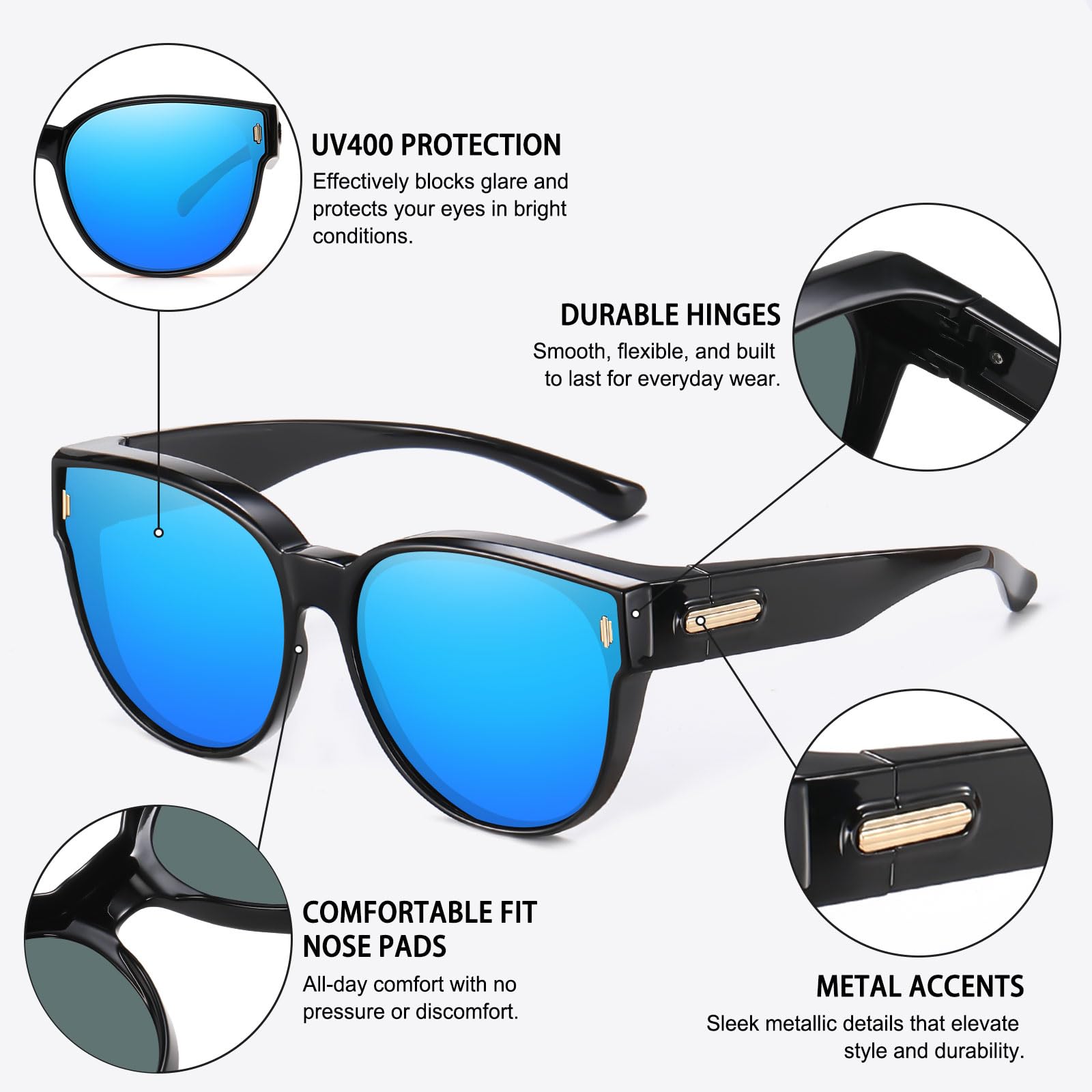 HAOLOTA Cat Eye Sunglasses for Prescription Glasses Women TR90 Lightweight SG0189