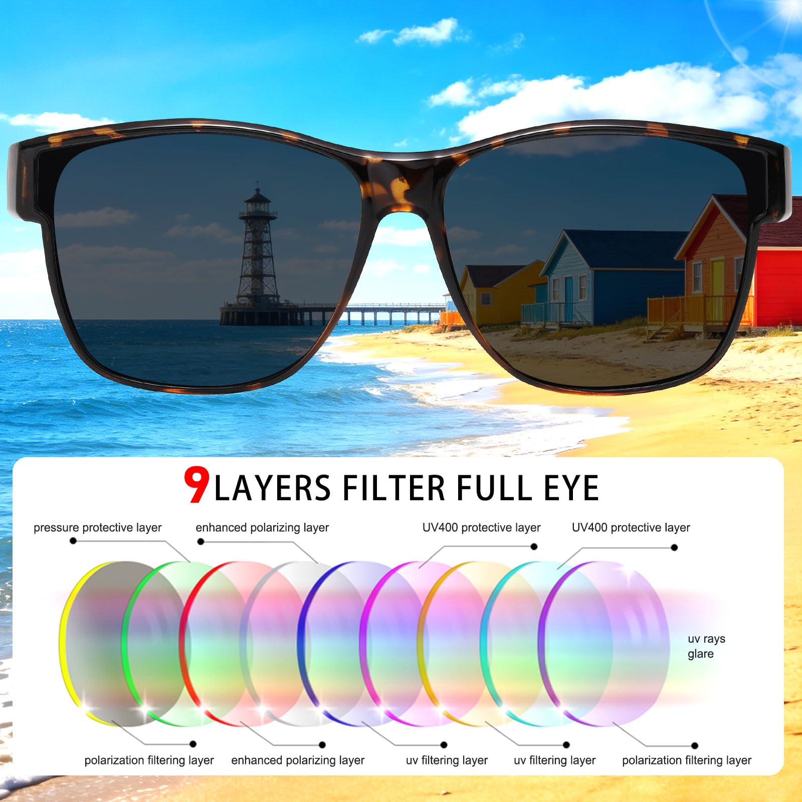 HAOLOTA Fit-Over Sunglasses-Polarized for Men Square Shades Oversized SG0174L