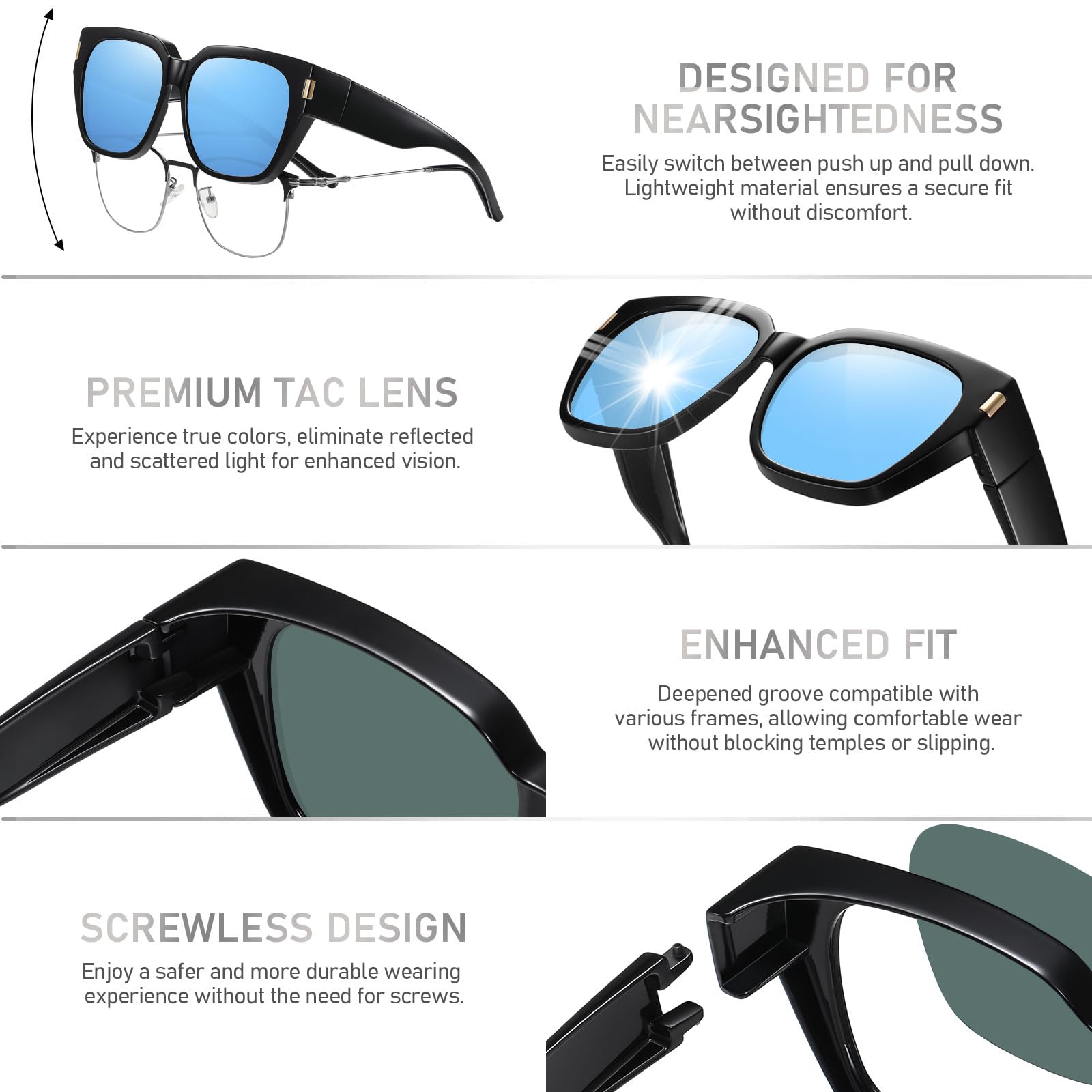 HAOLOTA Fit-Over Sunglasses for Women Men Square Shapes UV Protection SG0512