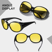 HAOLOTA Polarized Night Vision Driving Glasses Fit Over Glasses for Women, Anti Glare NV0108