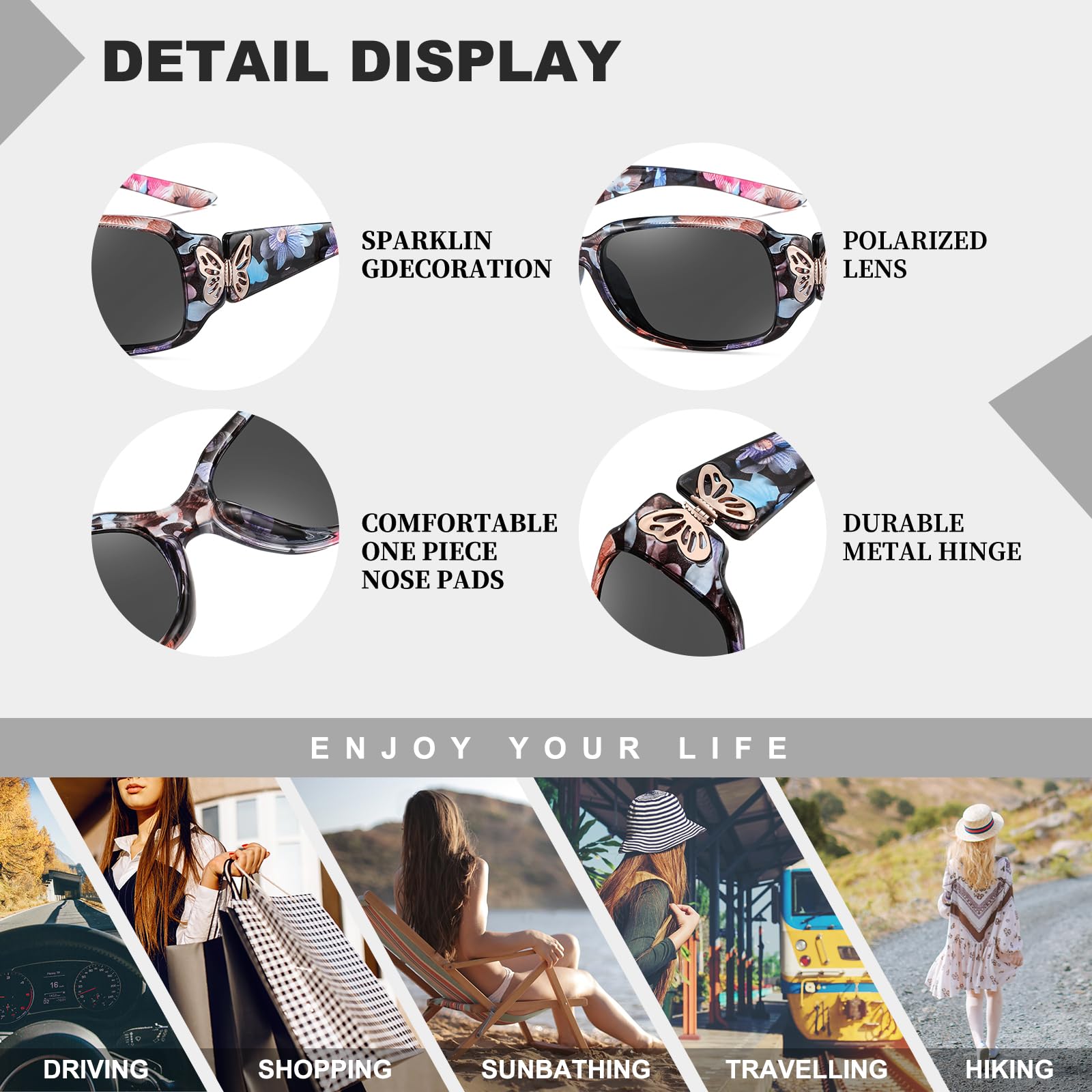 HAOLOTA Women's Polarized Sunglasses - Fashionable Butterfly Design SG0012