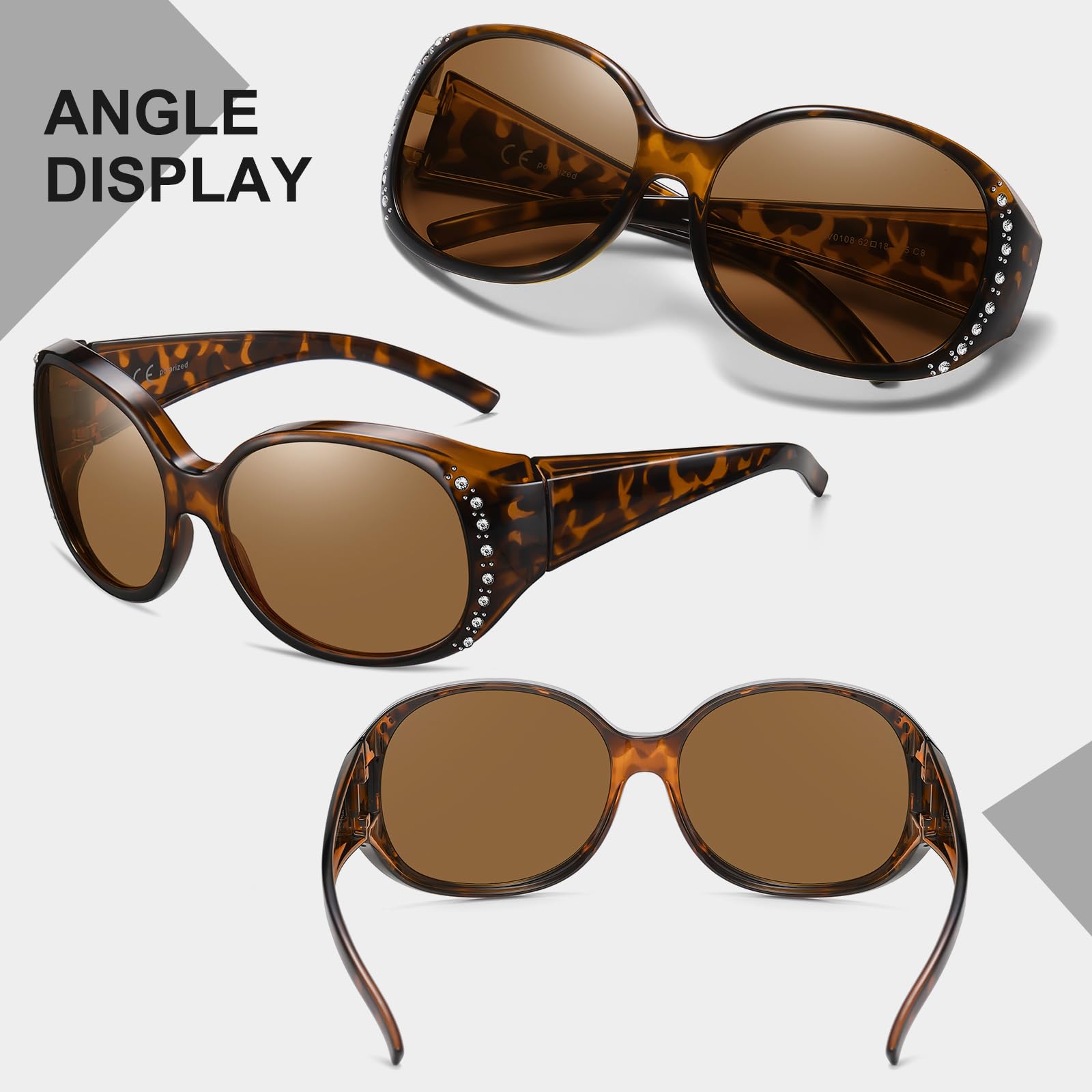 HAOLOTA Women's Polarized Fit Over Sunglasses with Rhinestone SG0108