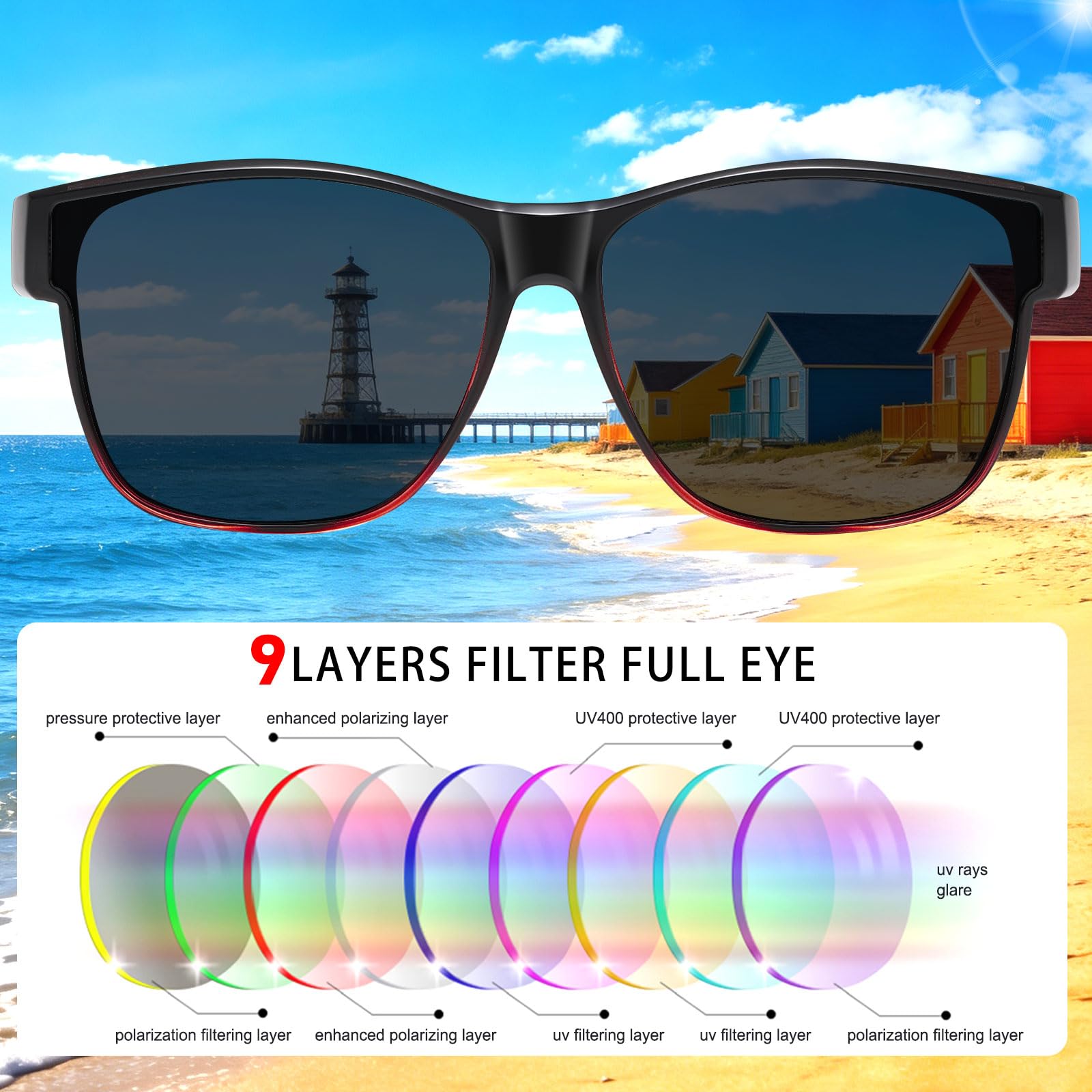 HAOLOTA Fit-Over Sunglasses-Polarized for Men Square Shades Oversized SG0174L
