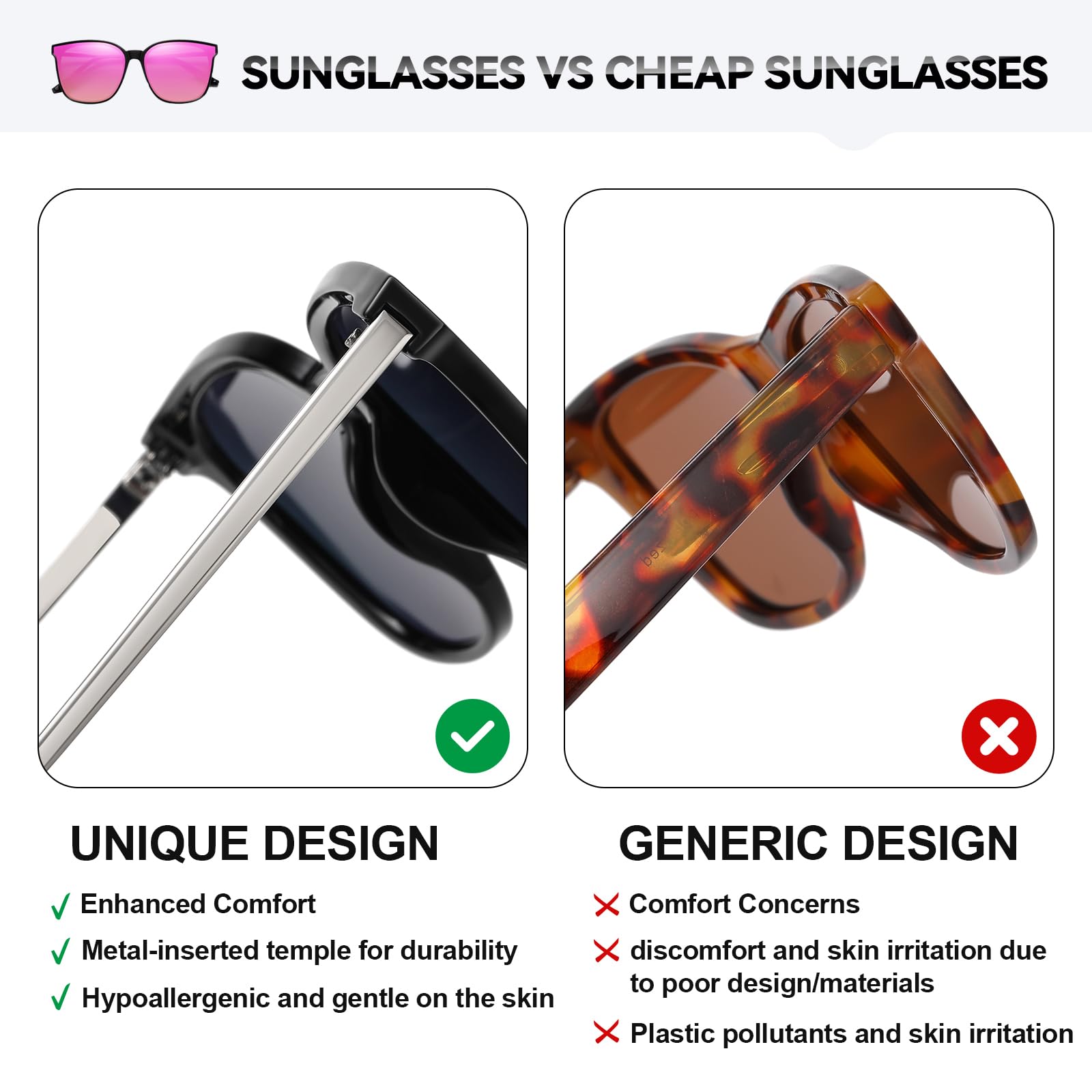 HAOLOTA Women’s Cat Eye Sunglasses Metal Frame with Fashion Shades SG1066