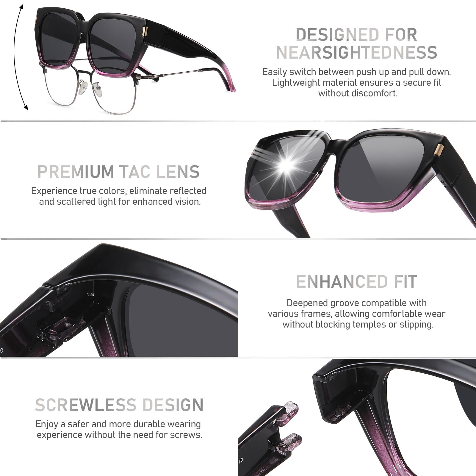 HAOLOTA Fit-Over Sunglasses for Women Men Square Shapes UV Protection SG0512