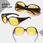 HAOLOTA Polarized Night Vision Driving Glasses Fit Over Glasses for Women, Anti Glare NV0108