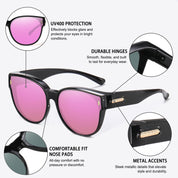HAOLOTA Cat Eye Sunglasses for Prescription Glasses Women TR90 Lightweight SG0189