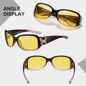 HAOLOTA Women Night Vision Driving Glasses Polarized HD Yellow Tinted Anti Glare NV0012