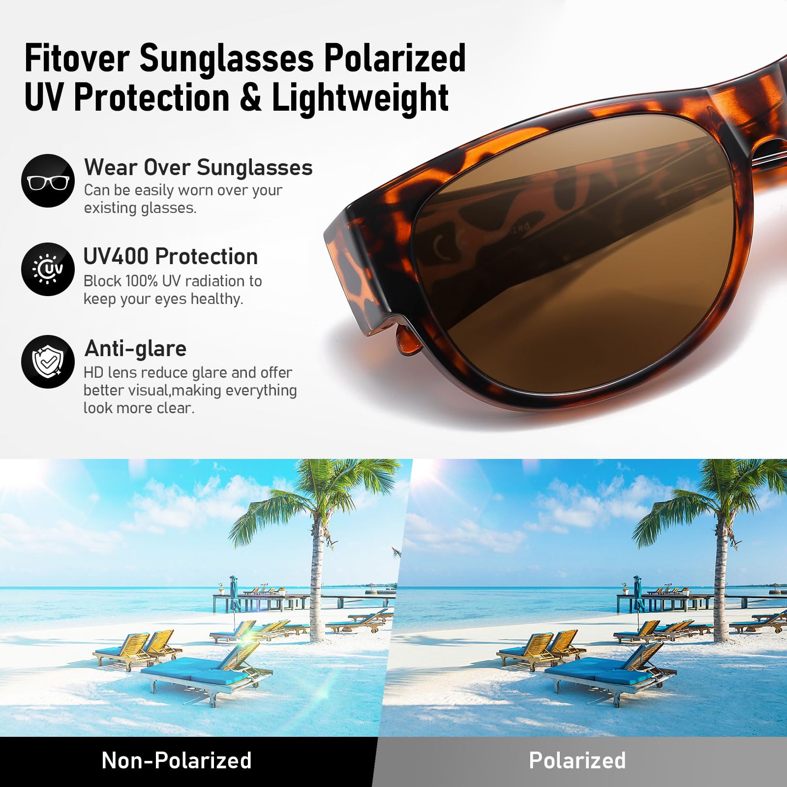 HAOLOTA Cat Eye Sunglasses for Women Polarized Sunglasses Wear Over Glasses SG0173