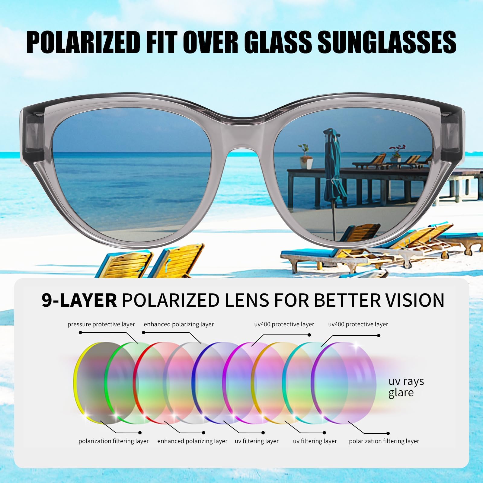 HAOLOTA Polarized Fit Over Sunglasses for Women Cat Eye for Prescription Glasses SG0171