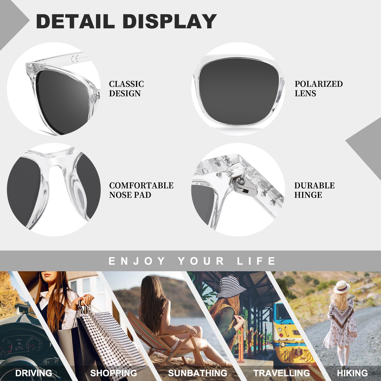 HAOLOTA 2pcs Classic Round Polarized Sunglasses for Women Men Lightweight SG8081-2P