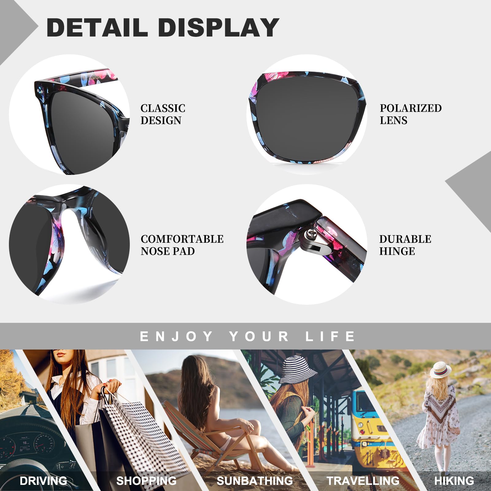 HAOLOTA 2pcs Classic Round Polarized Sunglasses for Women Men Lightweight SG8081-2P