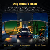 HAOLOTA Polarized Sunglasses for Men Ultralight Carbon Fiber, Square UV400 Protection NV8001