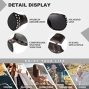 HAOLOTA Polarized Sunglasses for Women Rhinestone Wrap Around SG0008