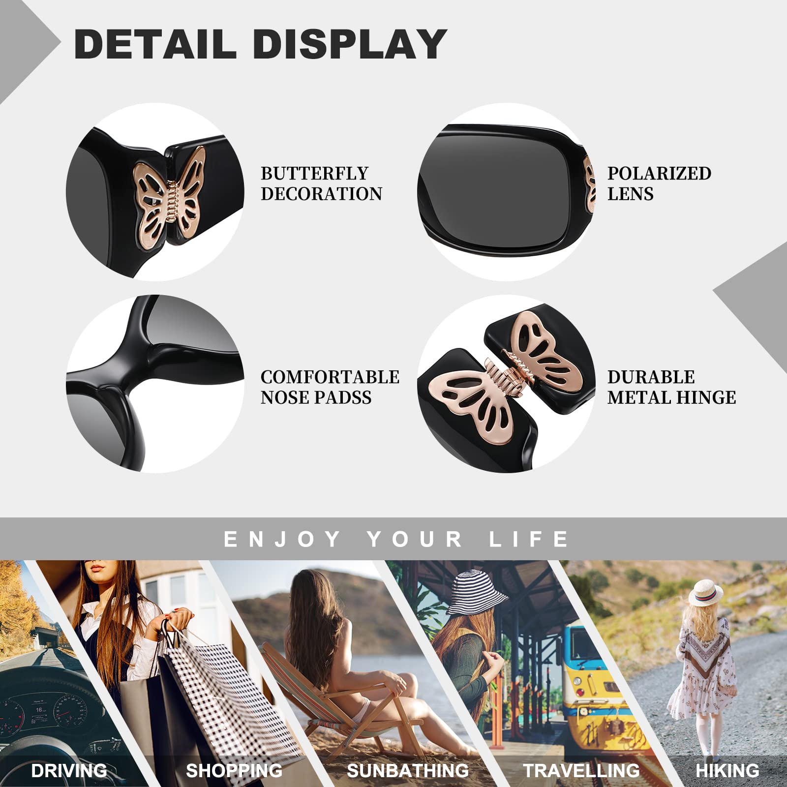 HAOLOTA Women's Polarized Sunglasses - Fashionable Butterfly Design SG0012
