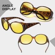 HAOLOTA Polarized Night Vision Driving Glasses Fit Over Glasses for Women, Anti Glare NV0108