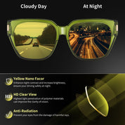 HAOLOTA Polarized Night Vision Driving Glasses for Women Fit over Eyeglasses Anti Glare NV0512