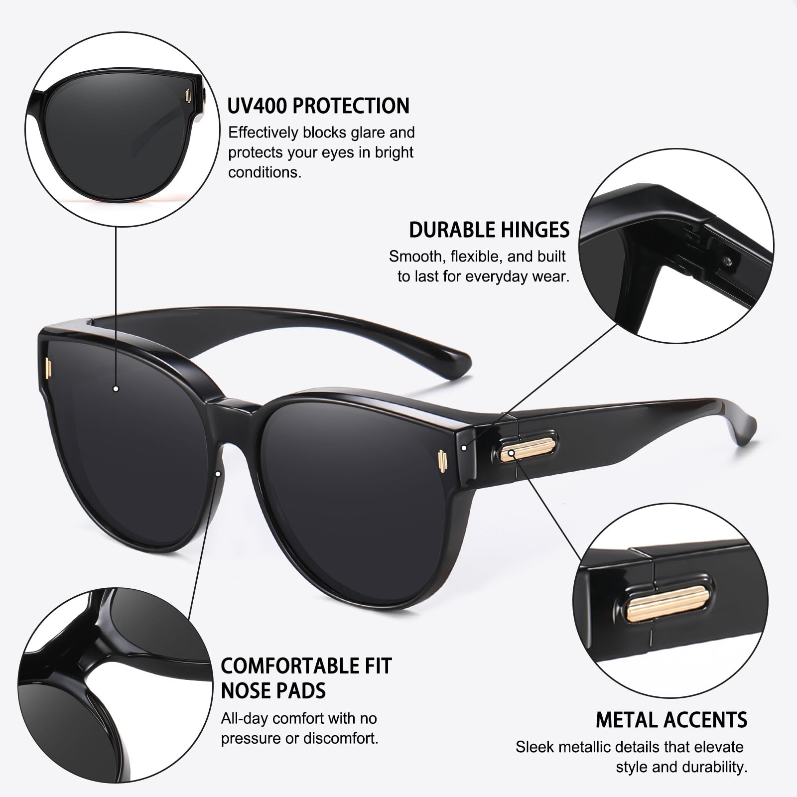 HAOLOTA Cat Eye Sunglasses for Prescription Glasses Women TR90 Lightweight SG0189
