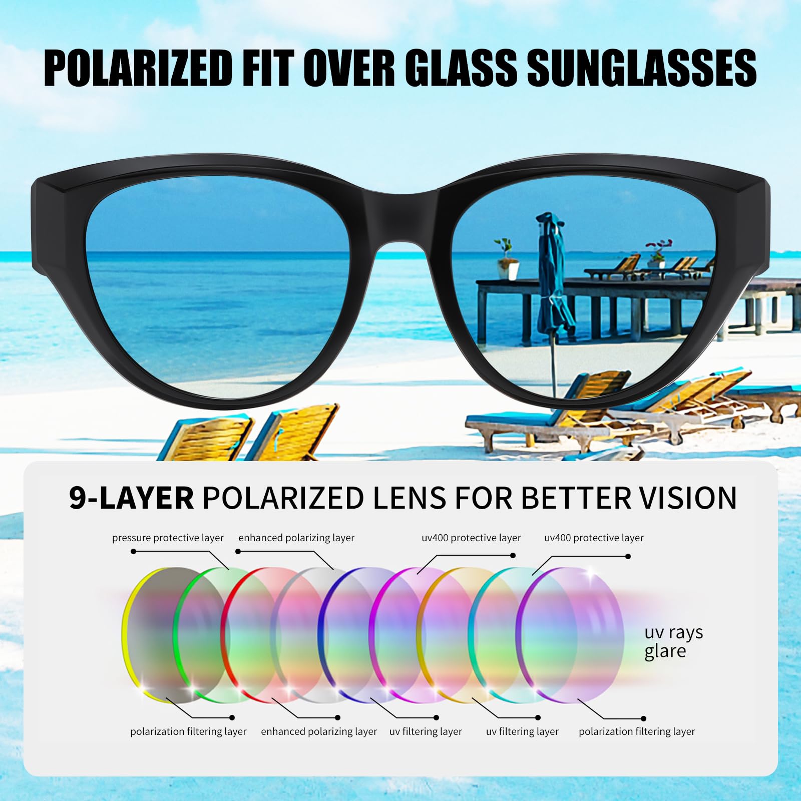 HAOLOTA Polarized Fit Over Sunglasses for Women Cat Eye for Prescription Glasses SG0171