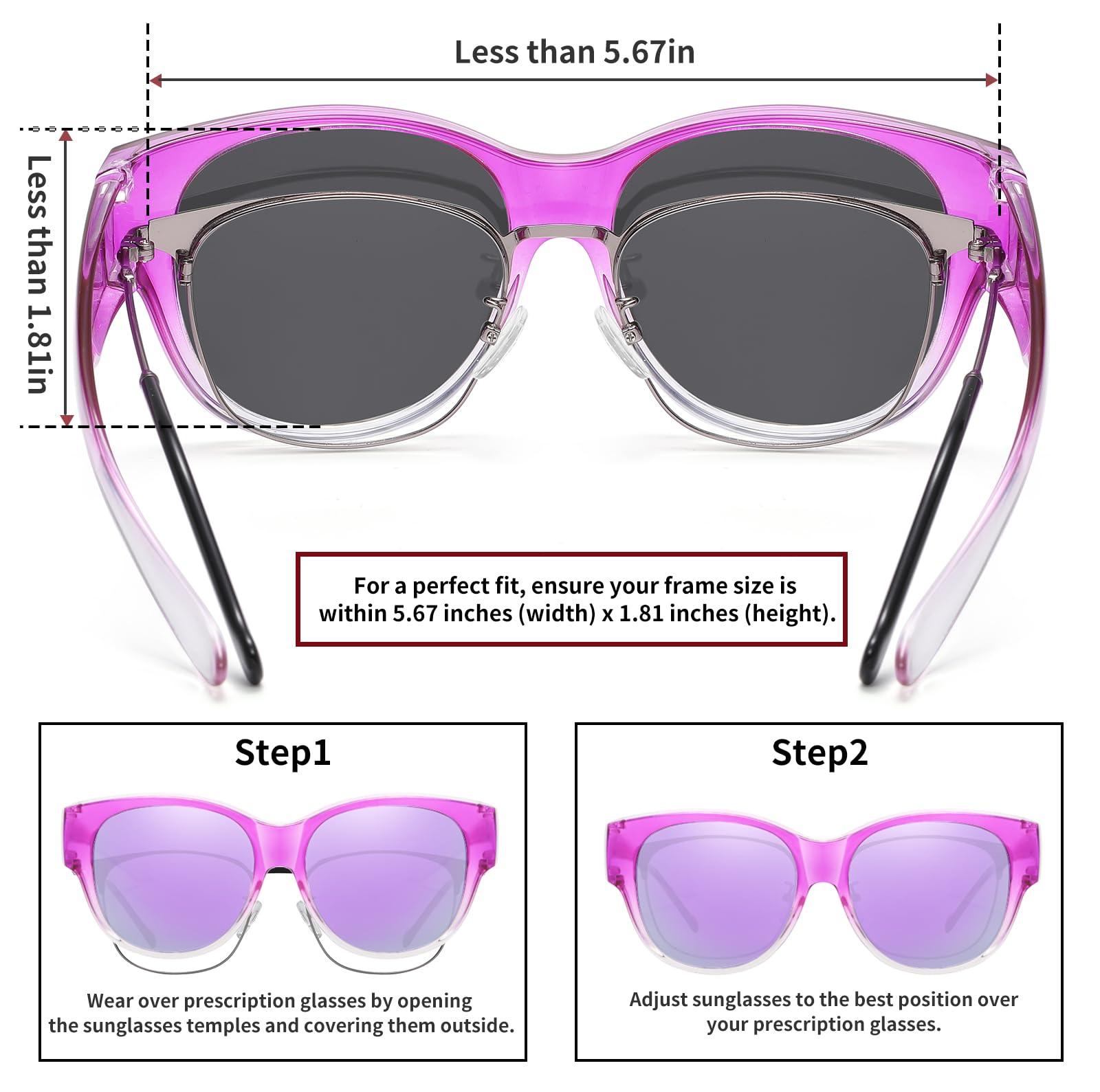 HAOLOTA Cat Eye Sunglasses Over Glasses SG0179