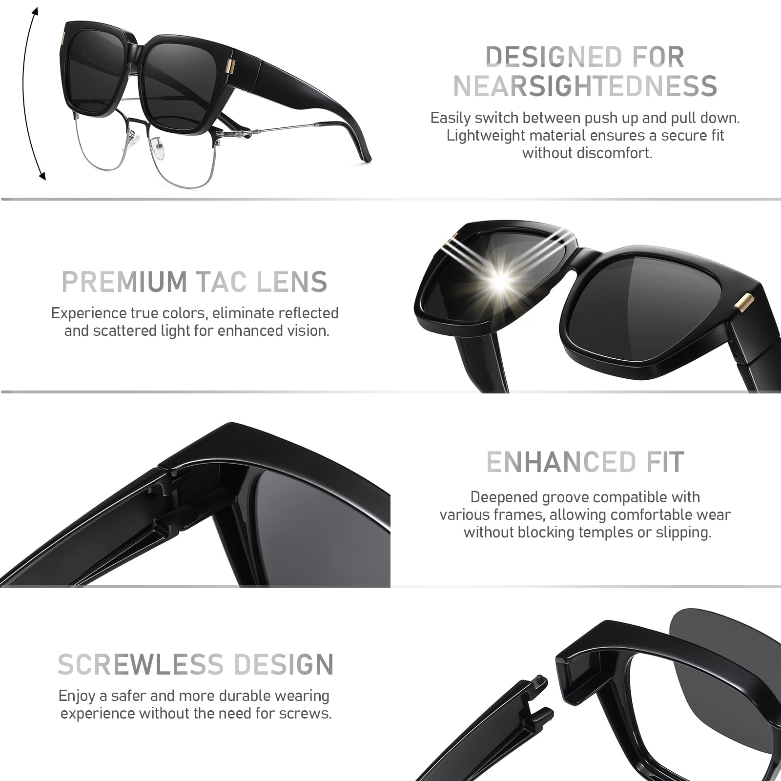 HAOLOTA Fit-Over Sunglasses for Women Men Square Shapes UV Protection SG0512