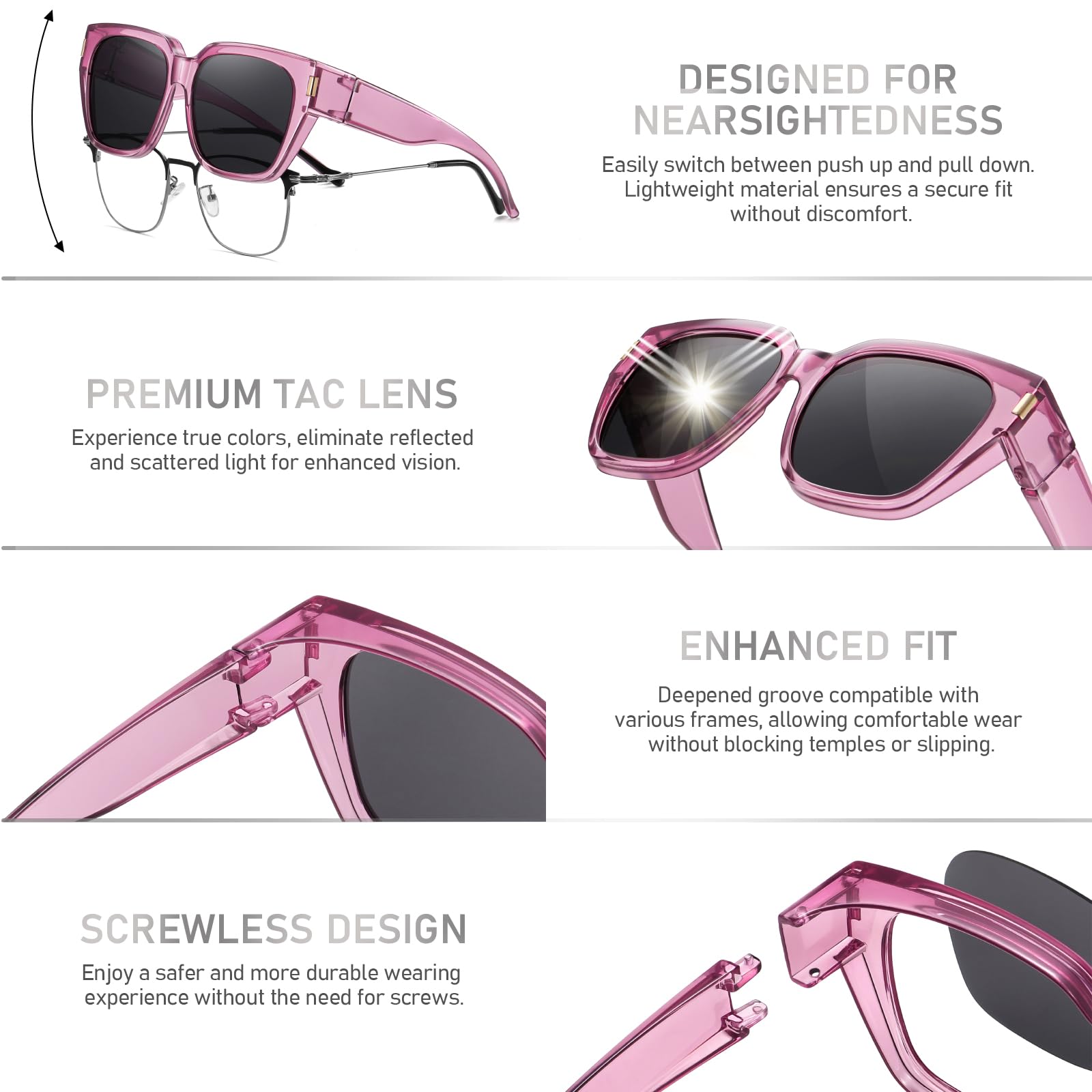 HAOLOTA Fit-Over Sunglasses for Women Men Square Shapes UV Protection SG0512