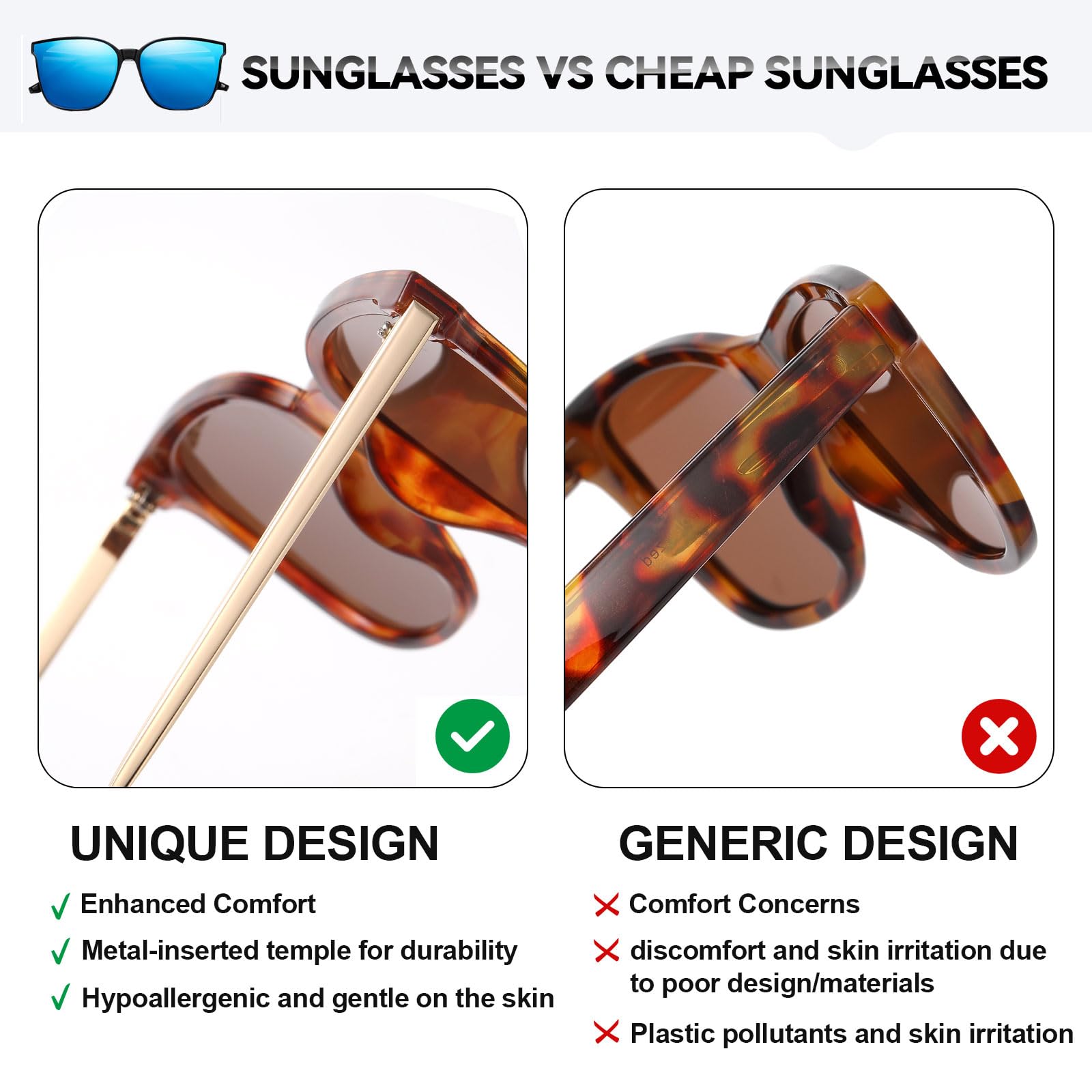 HAOLOTA Women’s Cat Eye Sunglasses Metal Frame with Fashion Shades SG1066