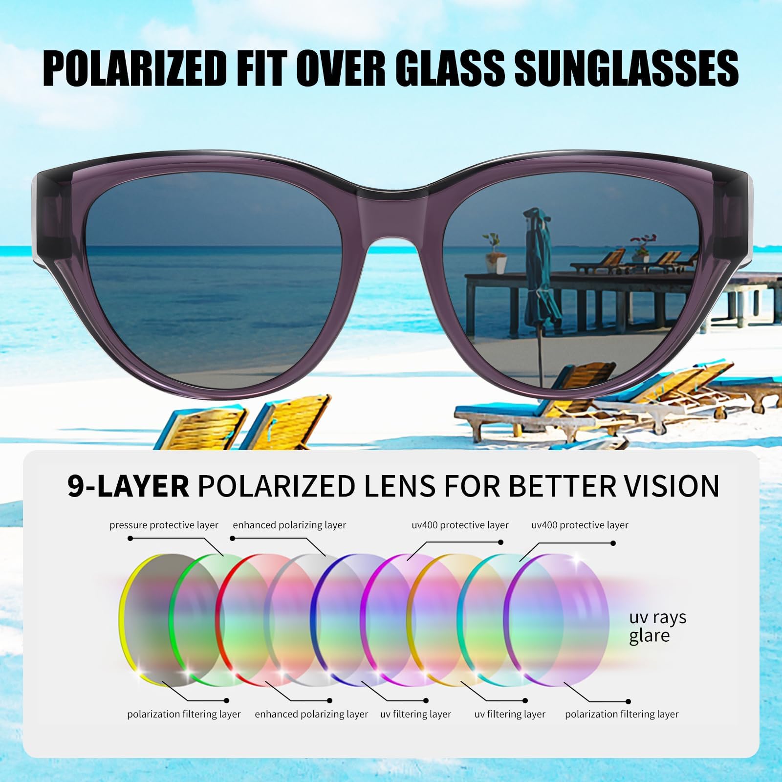 HAOLOTA Polarized Fit Over Sunglasses for Women Cat Eye for Prescription Glasses SG0171