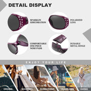HAOLOTA Polarized Sunglasses for Women Rhinestone Wrap Around SG0008