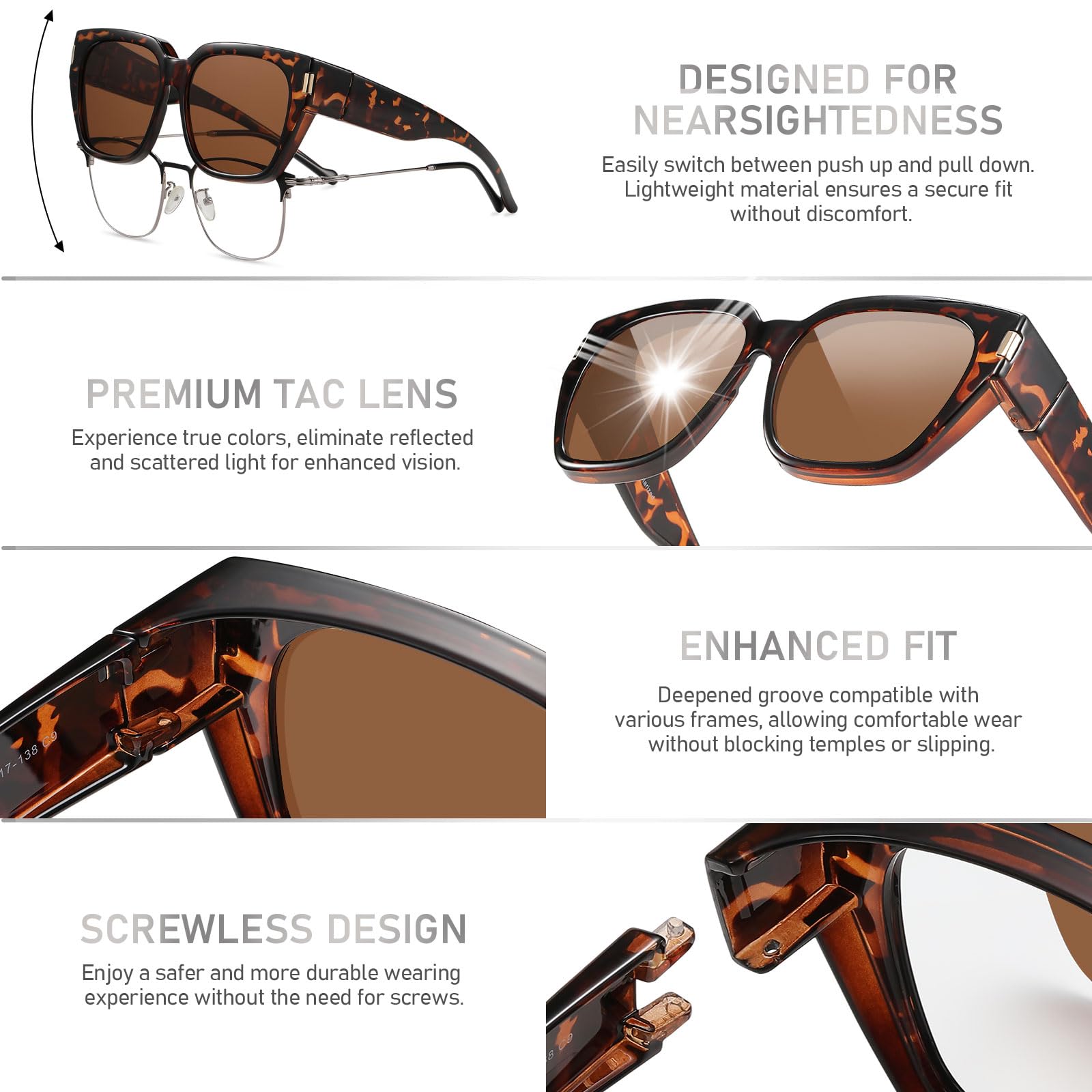 HAOLOTA Fit-Over Sunglasses for Women Men Square Shapes UV Protection SG0512
