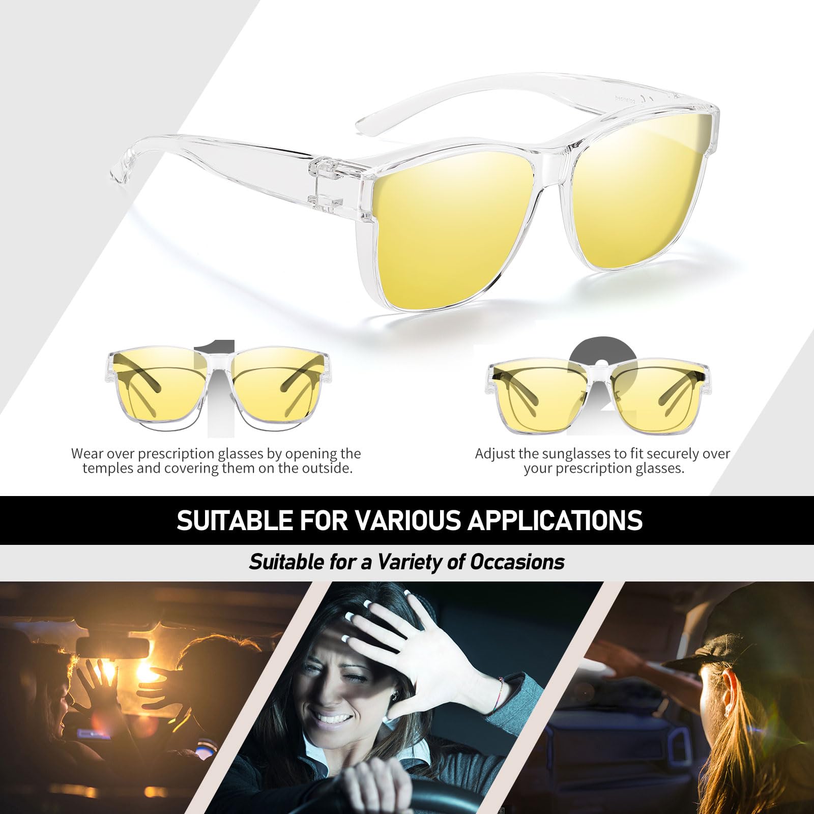 HAOLOTA Night Vision Driving Over Glasses, Nighttime Glasses Men Women Anti Glare NV0174L